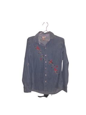 White stag size medium blue denim winter red cardinal long sleeve button up
